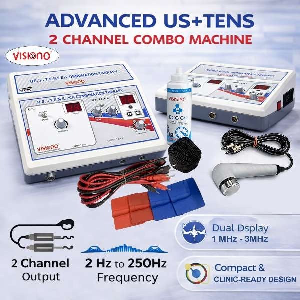 Ultrasound + 2 Channel TENS Physiotherapy Machine