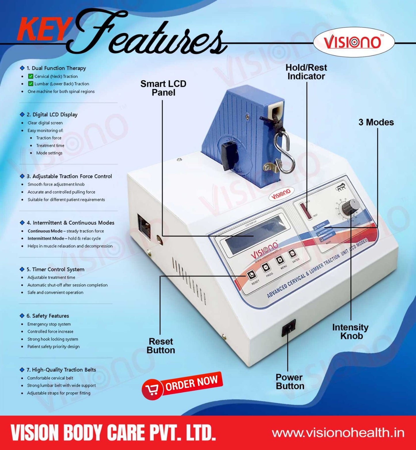 VISIONO Advanced Cervical & Lumbar Traction Unit (LCD Model)