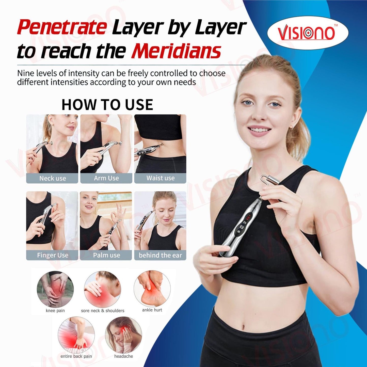 USB Rechargeable Meridian Energy Pen Pain Relief Electric Acupuncture Pen