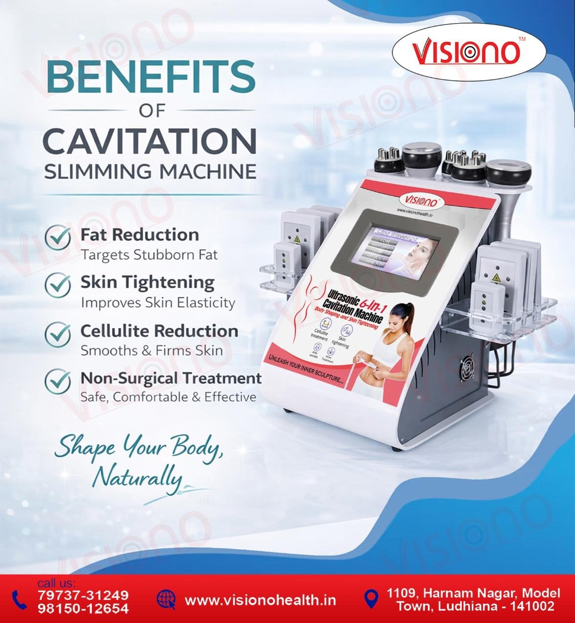 6 1 Body Lipo Cavitation Machine, Fat Removal, Skin Tightening Machine Equipment, 8 Pads Laser Vacuum