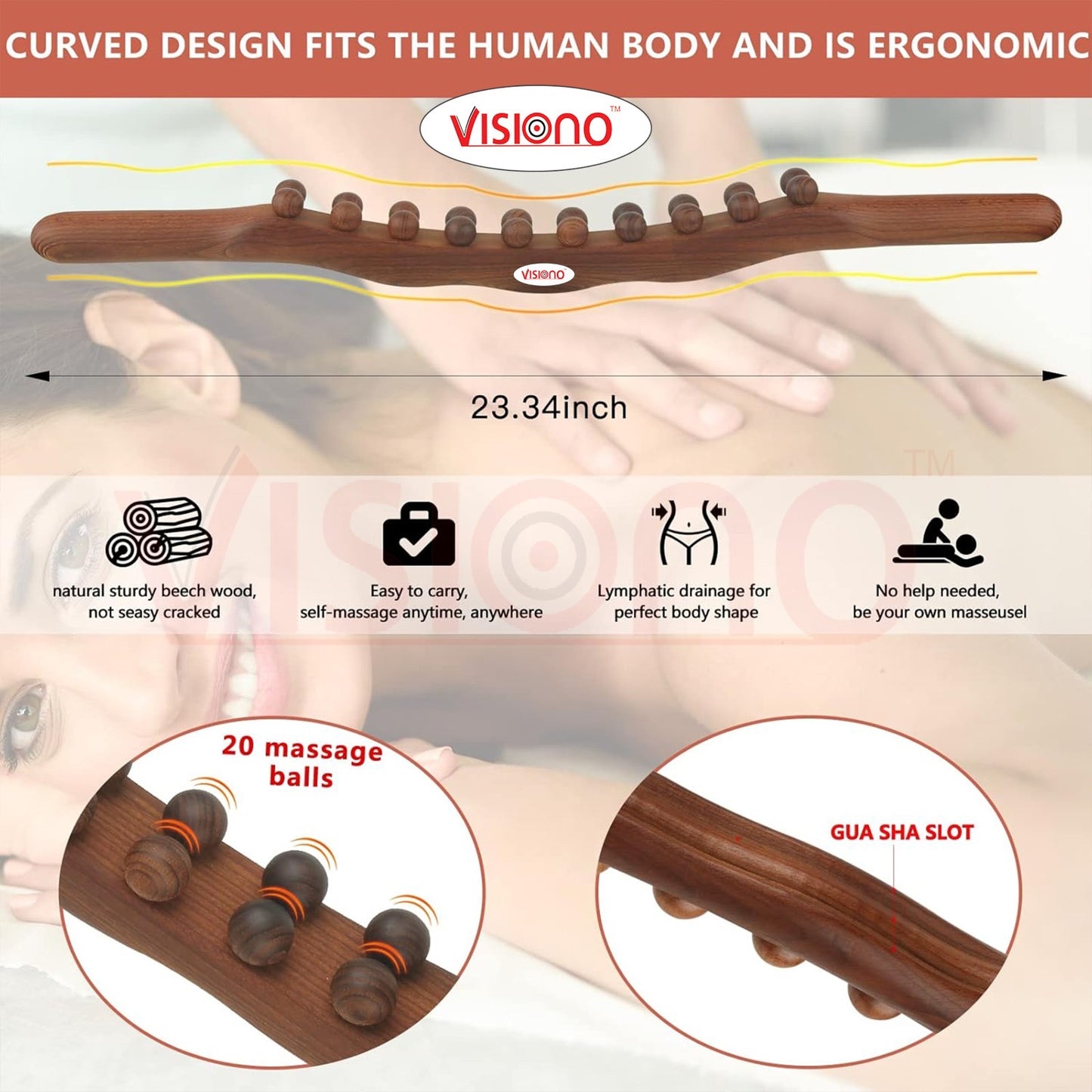 Wooden back massager (20ball)