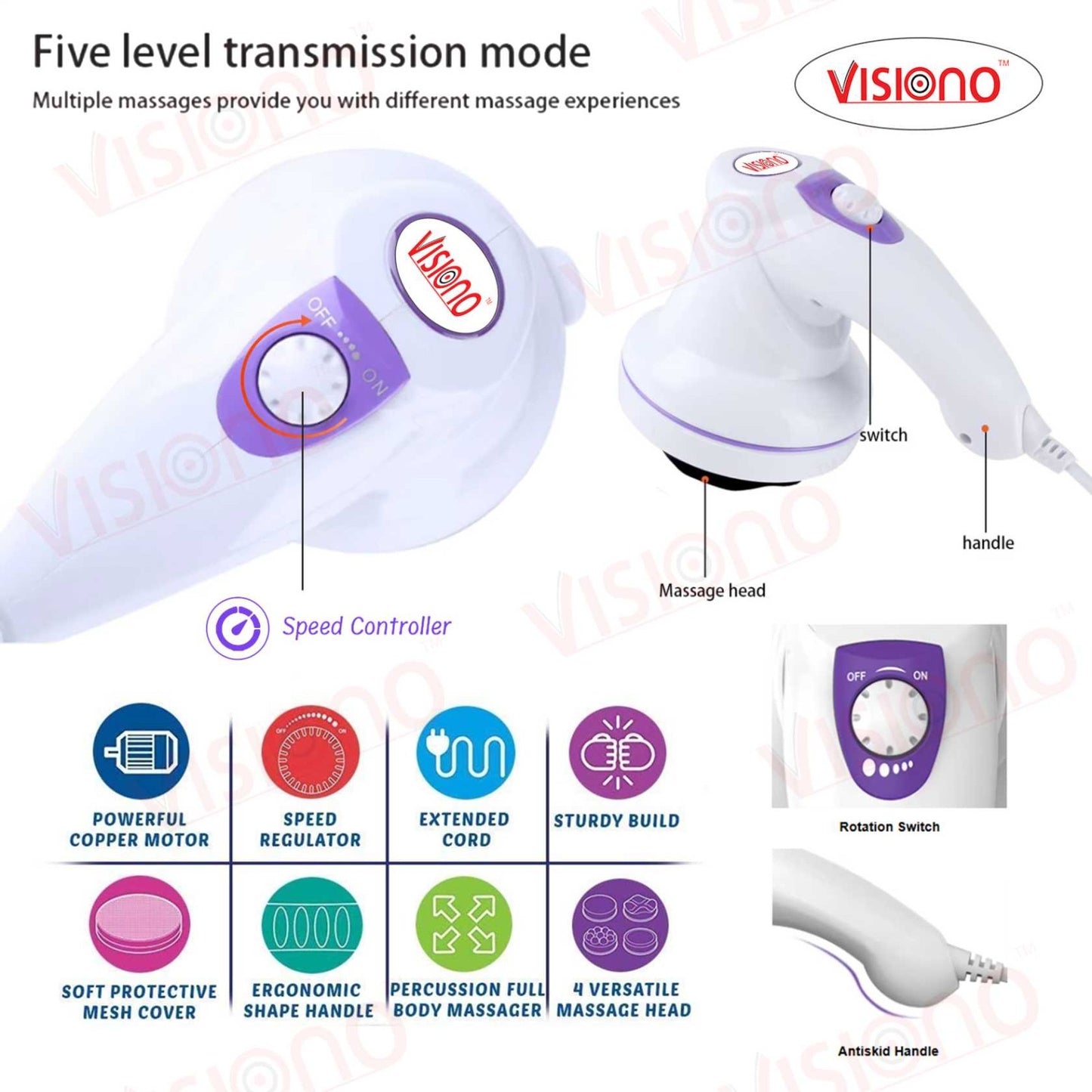 Manipol Electric Body Massager with Multiple Heads