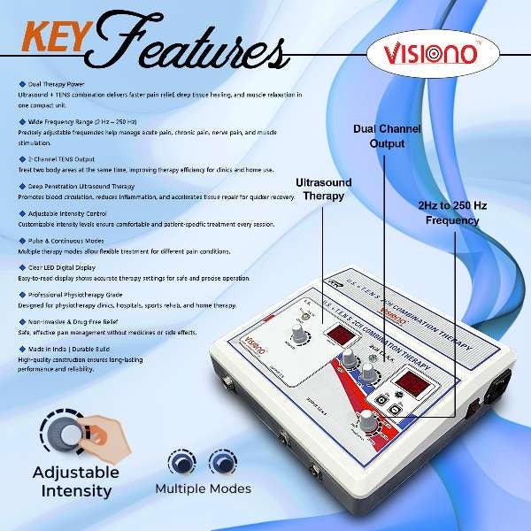 Ultrasound + 2 Channel TENS Physiotherapy Machine