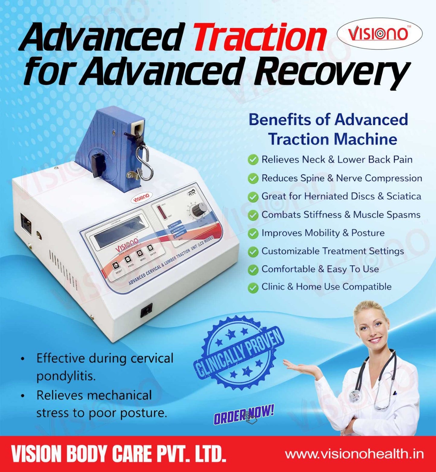VISIONO Advanced Cervical & Lumbar Traction Unit (LCD Model)