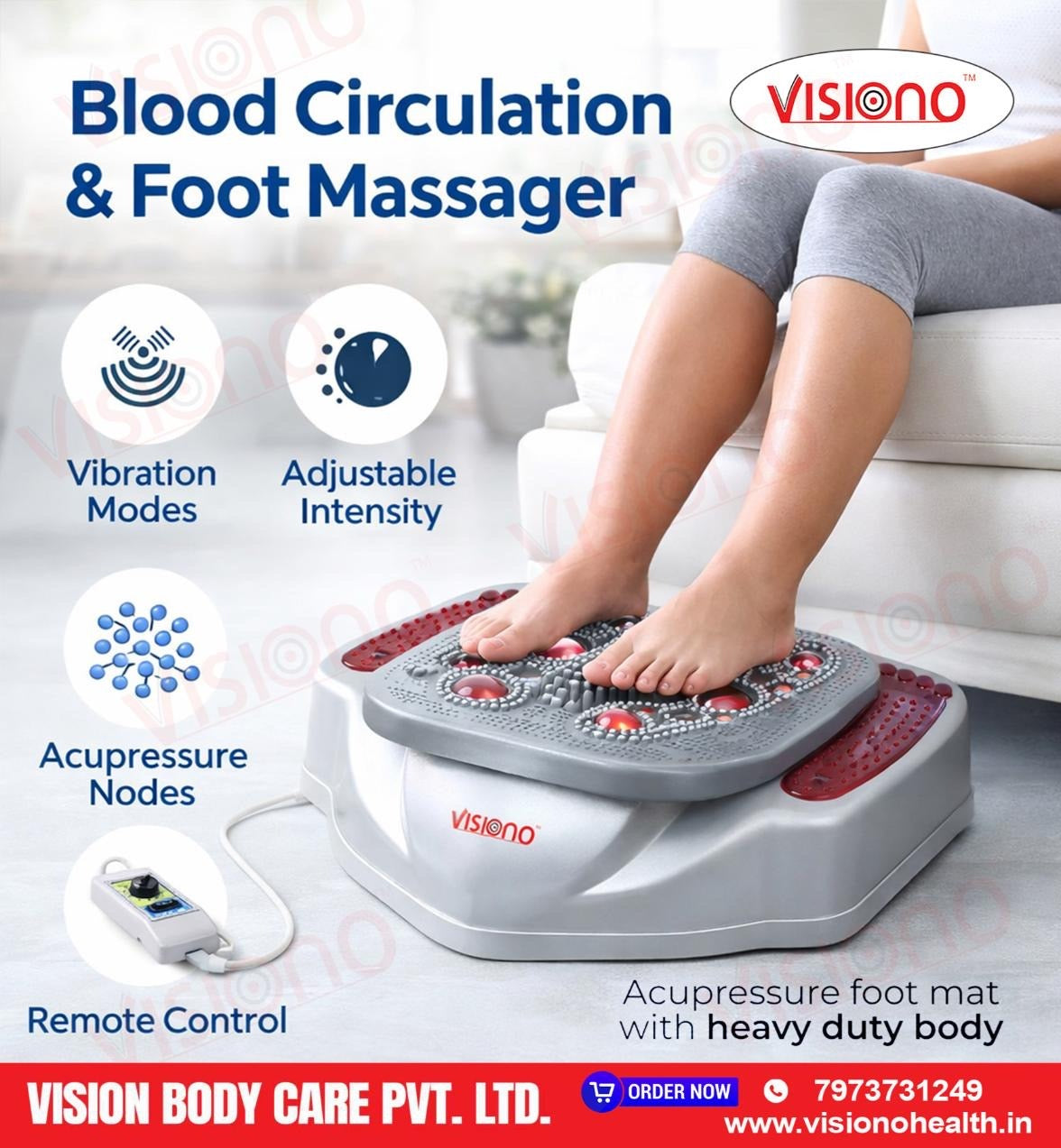 Blood Circulation & Acupressure Foot Massager with Vibration & Adjustable Intensity