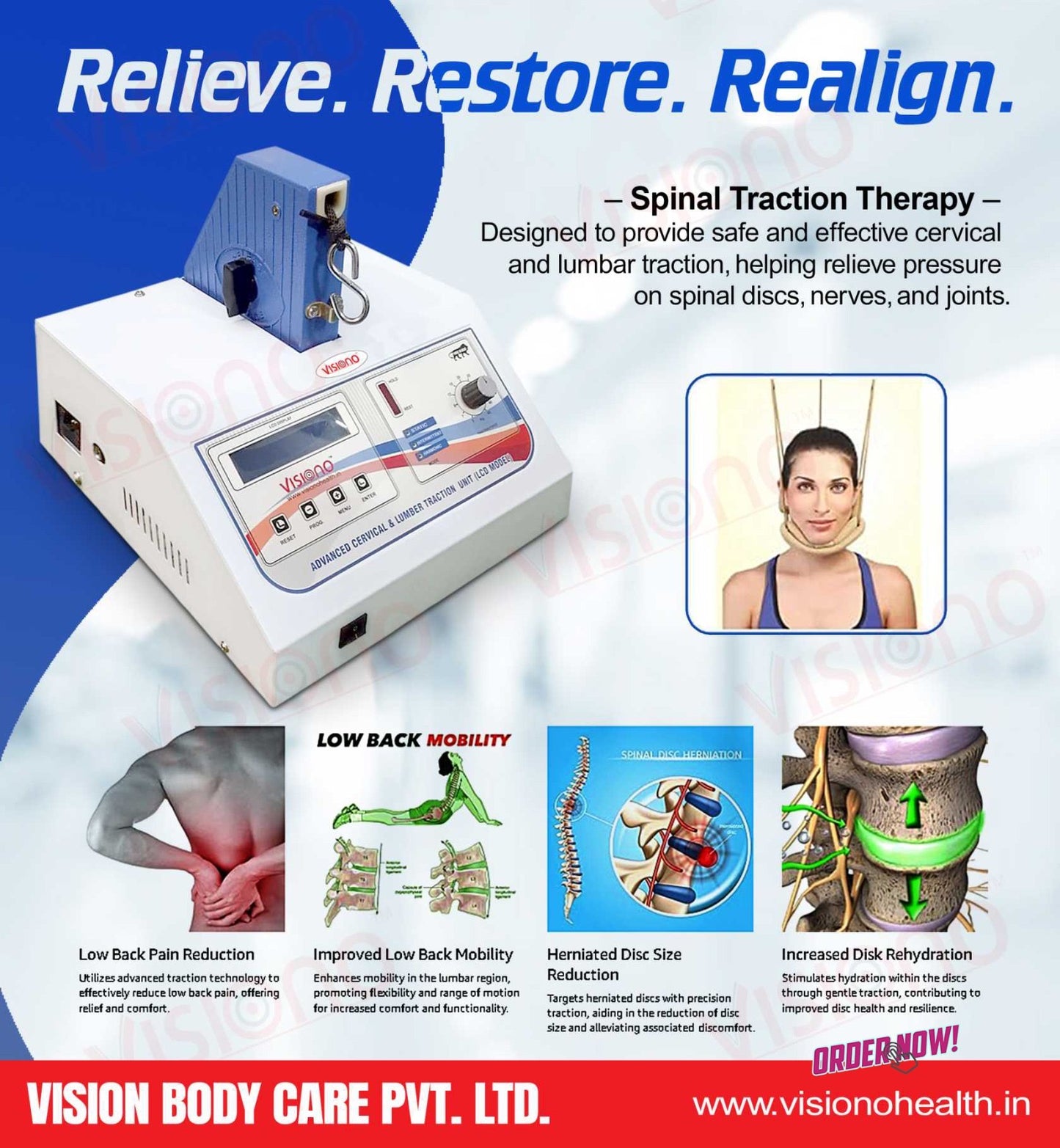 VISIONO Advanced Cervical & Lumbar Traction Unit (LCD Model)
