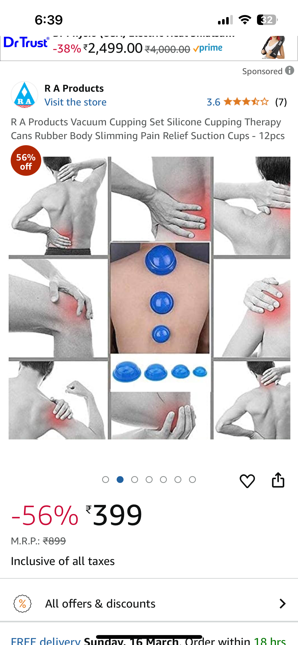 Silicone vaccume cupping set for -12 pcs