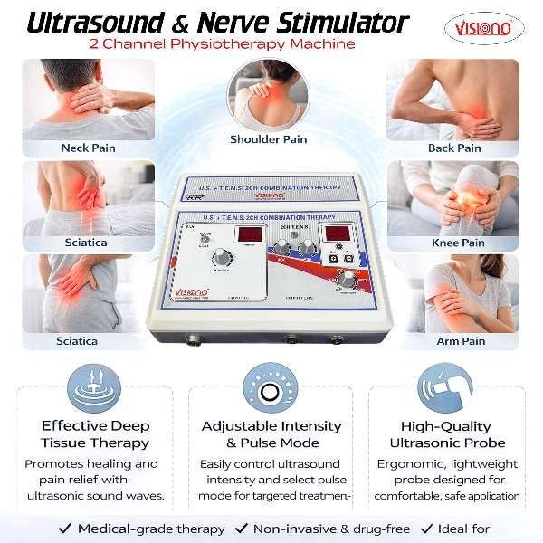 Ultrasound + 2 Channel TENS Physiotherapy Machine