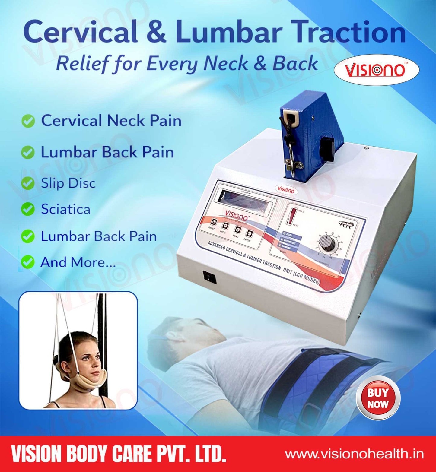 VISIONO Advanced Cervical & Lumbar Traction Unit (LCD Model)