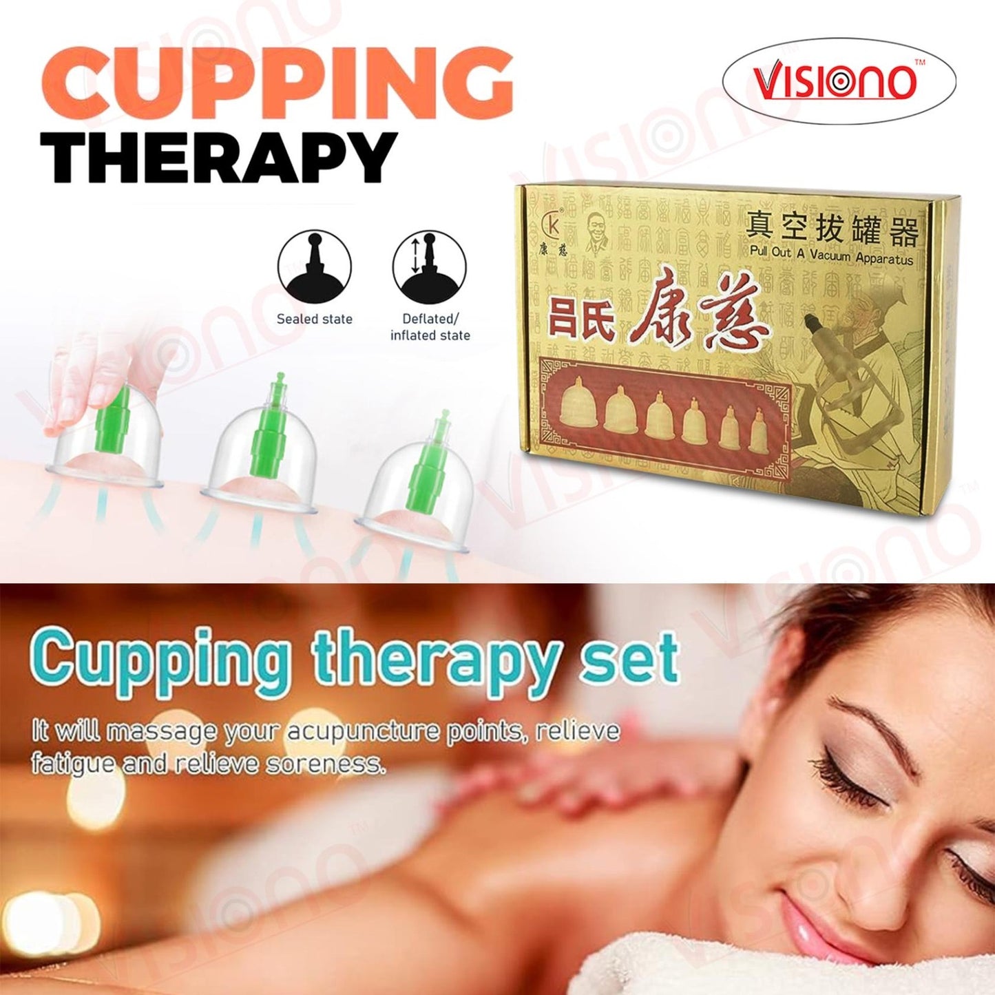 12 pcs golden Therapy Cups Sets, Cupping Vacuum Suction Cups Sets for Cellulite Cupping Massage Back Pain Relief