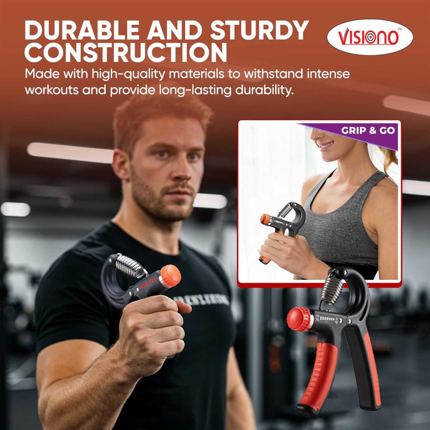 Heavy Duty Hand Grip Exerciser with Adjustable Resistance