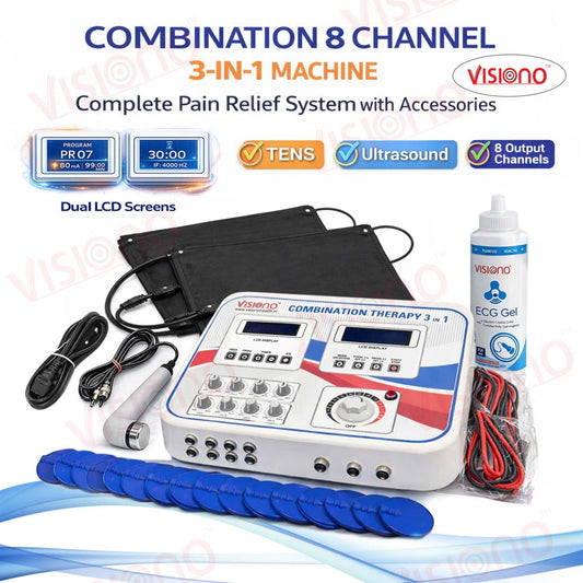 Combination Therapy 3-in-1 Machine – 8 Channel TENS +Ultrasound & Deep  Heat Pain Relief System