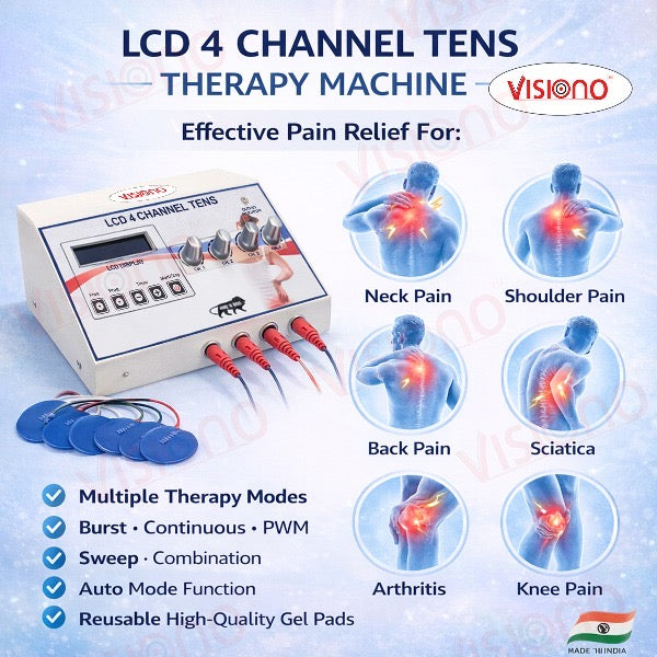 Visiono LCD 4 Channel TENS Machine – Clinical Performance Pain Relief Device