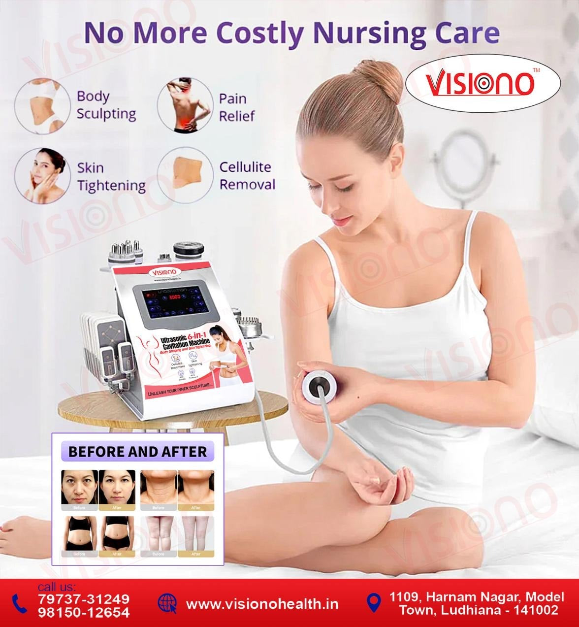 6 1 Body Lipo Cavitation Machine, Fat Removal, Skin Tightening Machine Equipment, 8 Pads Laser Vacuum