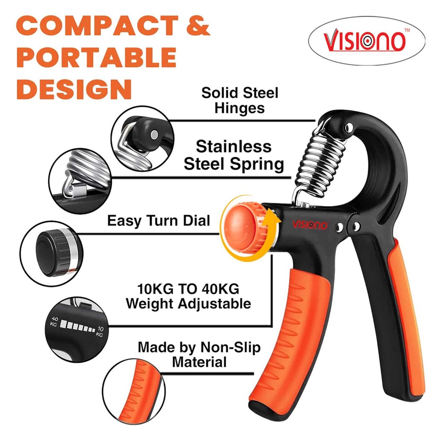 Heavy Duty Hand Grip Exerciser with Adjustable Resistance