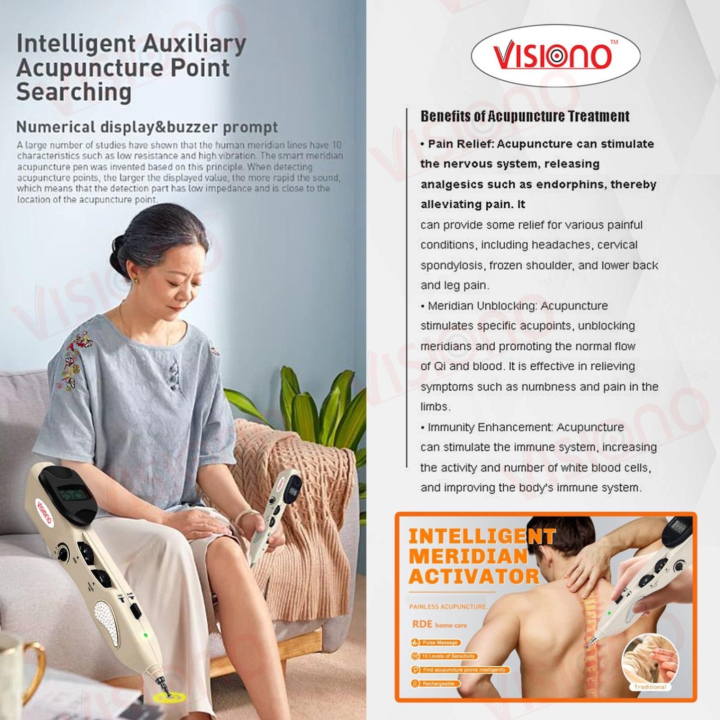 VISIONO Electronic Acupuncture Pen – Smart Pain Relief Therapy Device