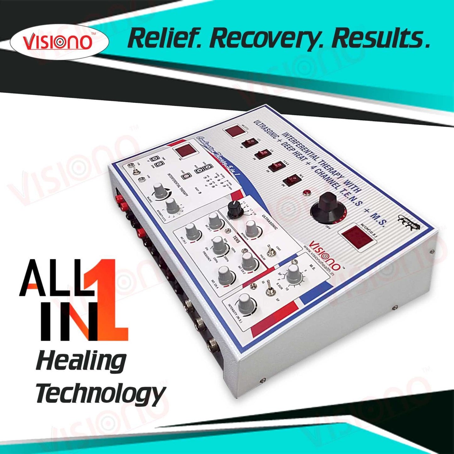 5 in 1 Combination Therapy Machine (IFT + Ultrasonic + Deep Heat + TENS + Muscle Stimulator)