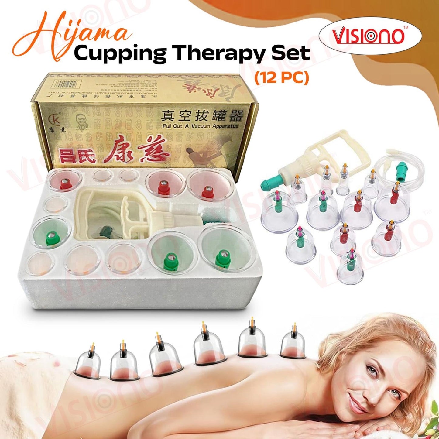 12 pcs golden Therapy Cups Sets, Cupping Vacuum Suction Cups Sets for Cellulite Cupping Massage Back Pain Relief