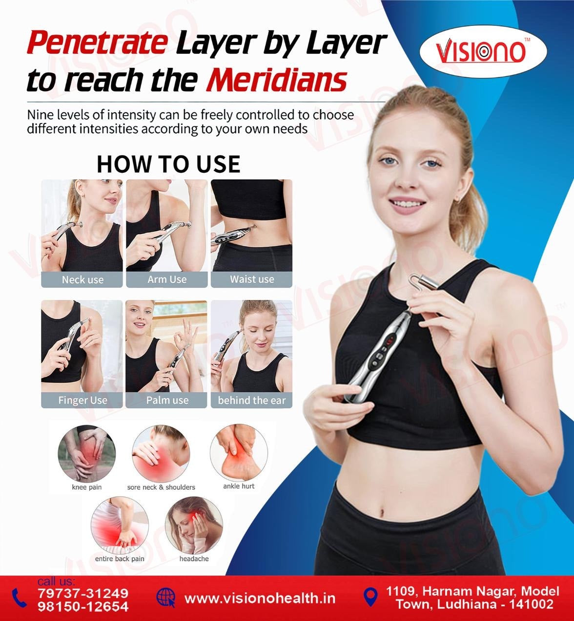 USB Rechargeable Meridian Energy Pen Pain Relief Electric Acupuncture Pen