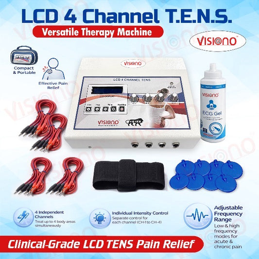 Visiono LCD 4 Channel TENS Machine – Clinical Performance Pain Relief Device