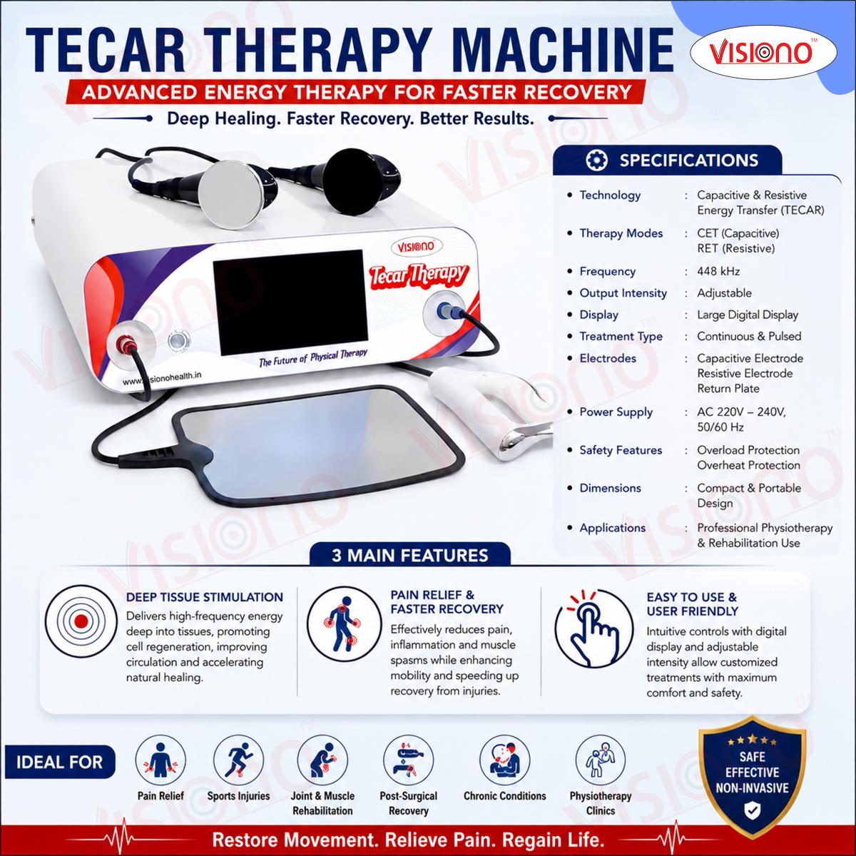 TECAR Therapy Machine | for Pain Relief, Deep Tissue Repair, Sports Rehabilitation, Muscle Recovery & Inflammation Reduction | Professional Clinic Use