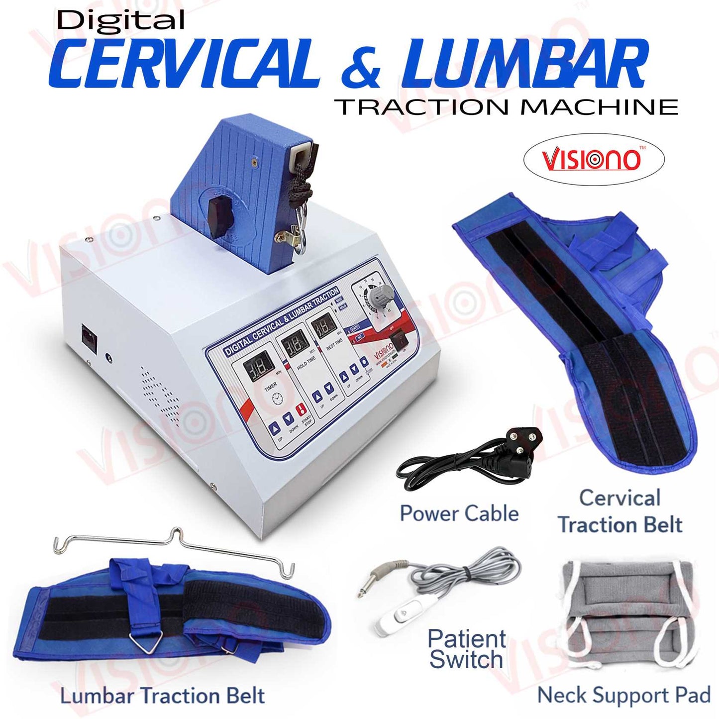 VISIONO Digital Cervical & Lumbar Traction Machine – Advanced Spinal Decompression Therapy System