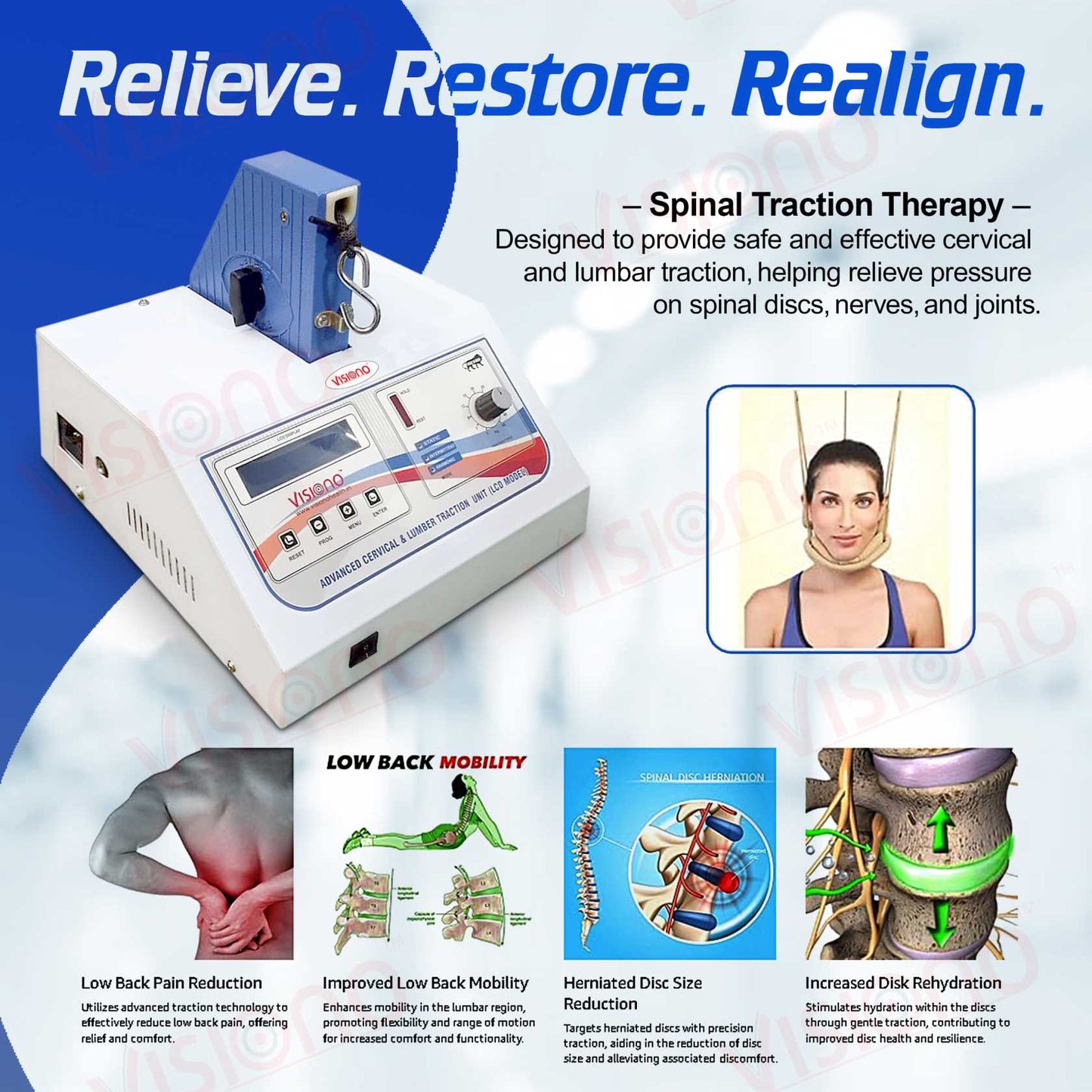 VISIONO Advanced Cervical & Lumbar Traction Unit (LCD Model)
