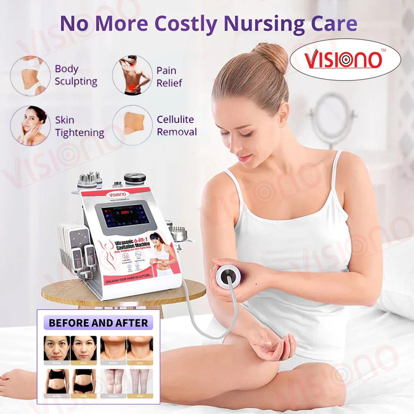 6in1 Body Lipo Cavitation Machine, Fat Removal, Skin Tightening Machine Equipment, 8 Pads Laser Vacuum